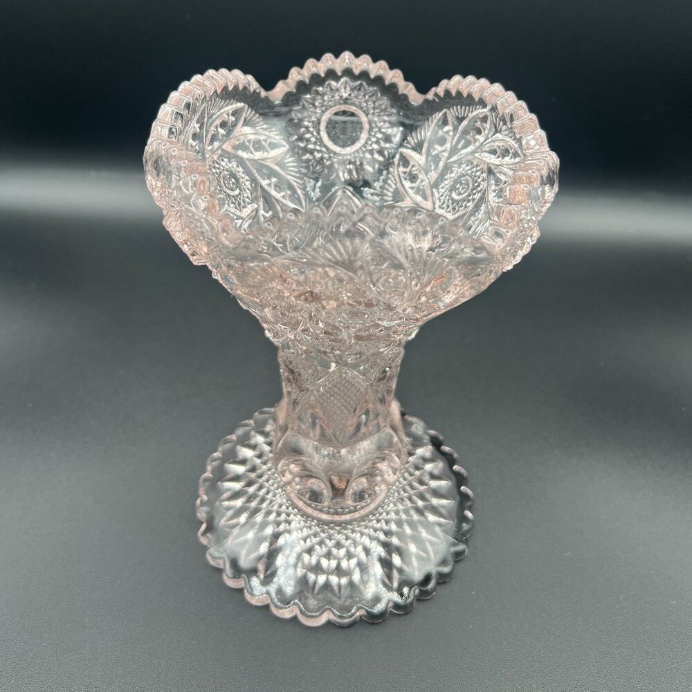 Antique 1900’s Westmoreland Pressed Glass Fern Wheel Pattern Sawtooth Compote